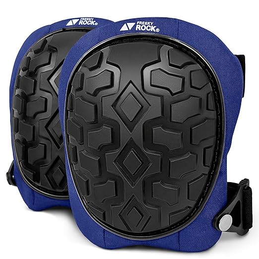 Professional Knee Pads for Work Construction with Heavy Duty Cap Foam Padding Gel Cushion Knee Pads for Men, Comfortable Adjustable Strong Strap, Military Grade Rivet for Flooring Gardening, Blue