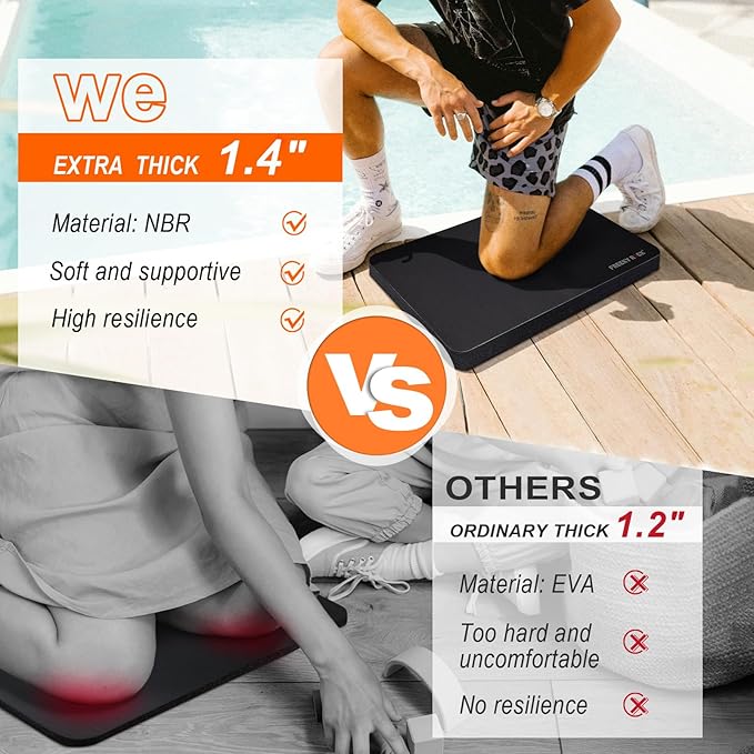 Kneeling Pad, Extra Thick Gardening Kneeling Pad for Women, Large Foam Bathtub Kneeling Pad for Bathing Baby, Waterproof Knee Pads Garden Workout Supplies, Black