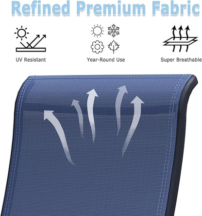 Patio Dining Chairs Set of 2, Outdoor Dining Chairs with High Back, Metal Outdoor Chair Set with Comfort and Durability, Patio Chair for Deck Lawn Kitchen Garden Backyard, Blue
