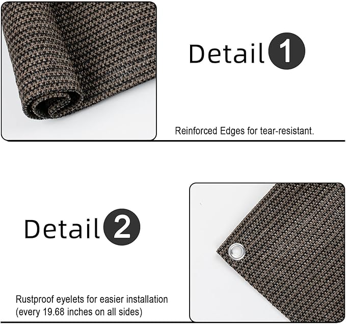 SUNLAX Custom Size 2.5'x16' Brown Fence Covering Privacy Screen Windscreen with Bindings & Grommets, Heavy Duty for Commercial and Residential, 90% Blockage, Cable Zip Ties Included