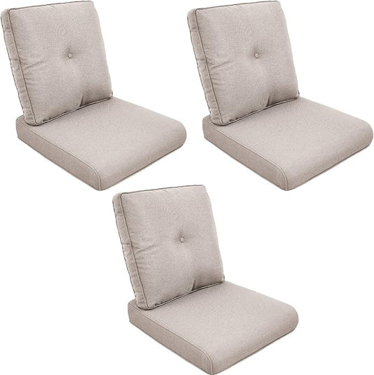 Patio Cushions for Outdoor Furniture - 22" x 25" x 4" UV Resistant Thick Foam Cushions Water Resistant Replacement Cushion for Outdoor Patio Furniture Chair/Sofa/Couch | Beige | 3-Pack |