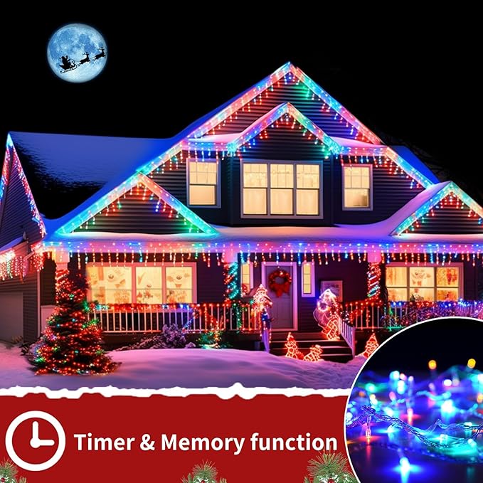 Icicle Christmas Lights Waterproof - Multi Color 65Ft 506 LED Icicle Lights for Outside Decorations with Remote, Plug-in Icicle String Lights Color Changing for Outdoor Indoor Holiday Wedding Decor