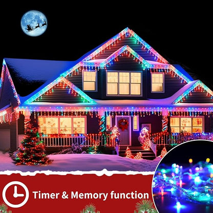 Icicle Christmas Lights Waterproof - Multi Color 65Ft 506 LED Icicle Lights for Outside Decorations with Remote, Plug-in Icicle String Lights Color Changing for Outdoor Indoor Holiday Wedding Decor