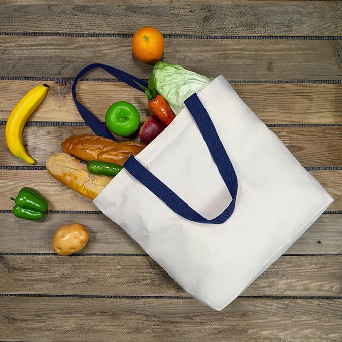 TOPDesign 2-Pack Canvas Tote Bags with Magnetic Snap, Reusable Grocery Shopping Bags, DIY Your Creative Designs