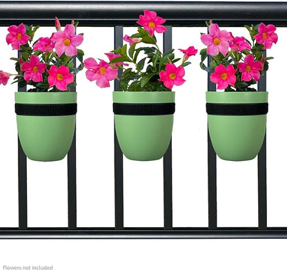 Railing Planter for Outdoor Plants (6-inch, 3-Pack) | Hanging Planter for Railings, Fence Posts | Balcony Wall Planter for Herbs, Flowers and Succulents | Made in The USA