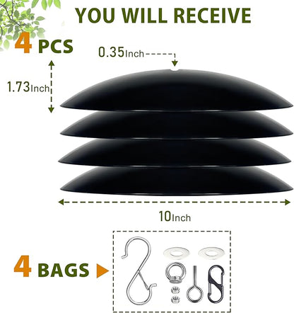 10-Inch Mini Hummingbird Feeder Rain Guard,Bird Feeder Dome Guard,Squirrel Baffle for Hanging Feeder in the Outdoors (Black), 4 Pack