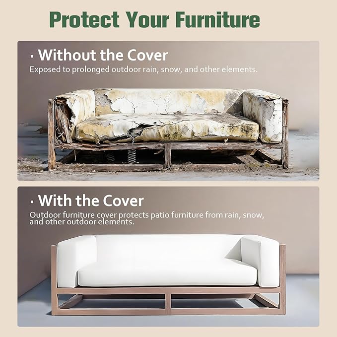 Patio Furniture Sofa Cover, Waterproof Heavy Duty Outdoor Bench Covers, 85" W x 37" D x 35" H, Four-Season Protective Outside Couch Covers Black & Green