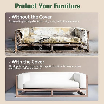 Patio Furniture Sofa Cover, Waterproof Heavy Duty Outdoor Bench Covers, 85" W x 37" D x 35" H, Four-Season Protective Outside Couch Covers Black & Green
