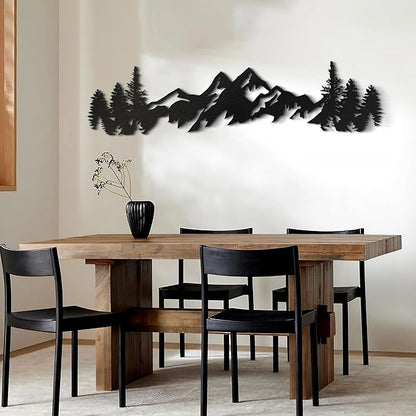 Metal Mountain Wall Art - 42 Inch Long, Mountain Wall Decor for Living Room, Bedroom