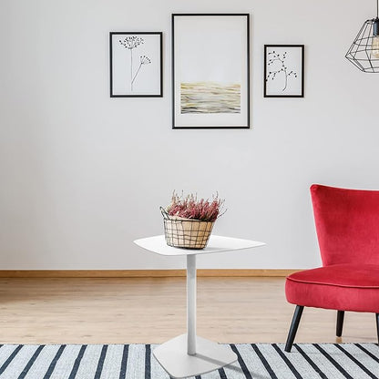 C Table End Table,Tray Metal Sofa Side Table, Accent Coffee Table, Waterproof and Anti-Rust Outdoor&Indoor Snack Table, White (Model B)
