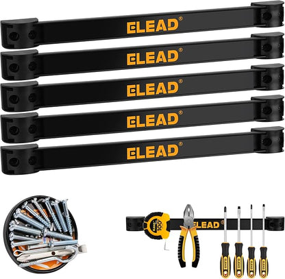 ELEAD 6-Piece 12" Magnetic Tool Holder Storage Organizer - Wall Mount Rack Garage Organization Power Magnet Hanger Workbench Board Slatwall Van Organizers Mounted Hanging Strip