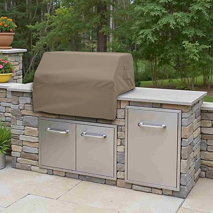 Covers & All Built-in Grill Cover for Outdoor Grill – Heavy Duty 12 oz Waterproof Built-in BBQ Grill Cover, PVC-Coated Polyester with Elastic Hem for Snug Fit (36 x 26 x 14 inches, Beige)