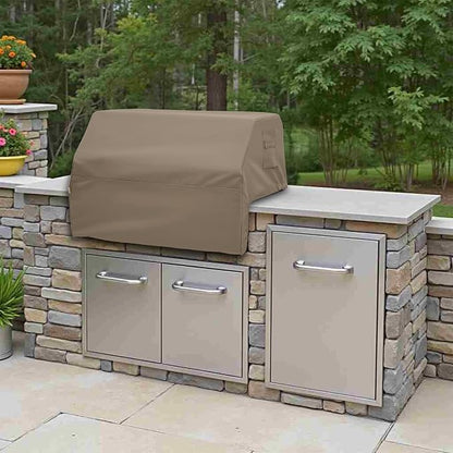Covers & All Built-in Grill Cover for Outdoor Grill – Heavy Duty 12 oz Waterproof Built-in BBQ Grill Cover, PVC-Coated Polyester with Elastic Hem for Snug Fit (38 x 28 x 24 inches, Beige)