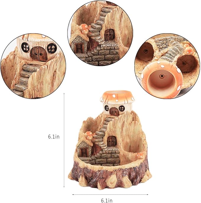 Segreto Creative Retro Tree House Plants Pot Flower Pots with Drainage Holes Resin Planters Vase Home Decor for Succulents, Flower, Cactus, Gardening Decoration,Indoor(Tree House)