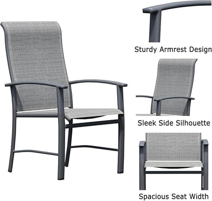 Patio Dining Chairs Set of 6, Outdoor Dining Chairs with High Back, Metal Outdoor Chair Set with Comfort and Durability, Patio Chair for Deck Lawn Kitchen Garden Backyard, Grey
