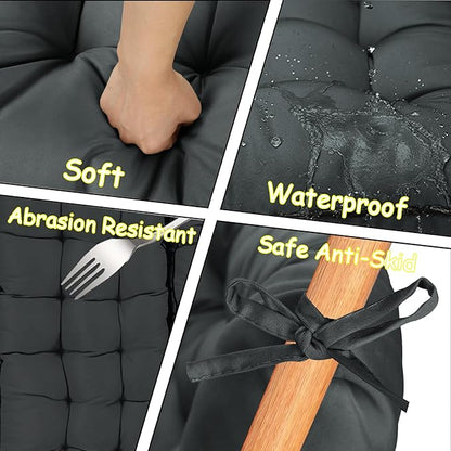 Porch Swing Cushion Three Seat, Waterproof Swing Cushions Replacement with Backrest, Outdoor Garden Furniture Patio 4" Thickened Cushions with Ties (Dark Gray, 40 x 71in)