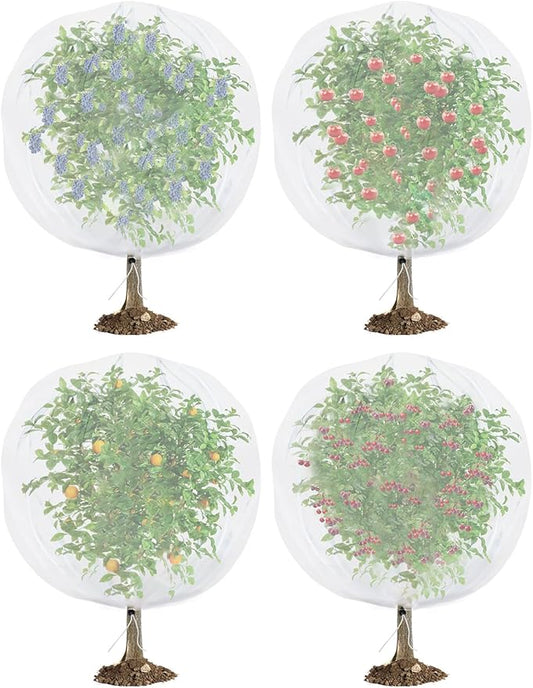 Bird Netting for Garden Protection - 4 Pack Garden Netting Pest Barrier with Drawstring,Mosquito Net Tomato Protective Cover Garden Plant Netting for Blueberry Bushes (5.3Ft x 5.3Ft/4 Pack)