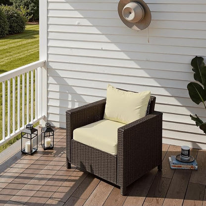 PatioGlow Outdoor Seat Cushion Set 24 x 24 x 4 Inch, Waterproof & Fade Resistant Patio Furniture Cushions with Removable Cover and Ties, Thick Deep Seating Pads for Outside Chair Sofa Couch, Yellow