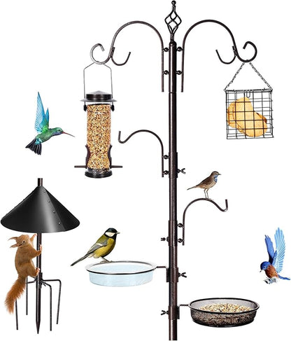 YINGYM Bird Feeding Station Kit, 87 Inches Bird Feeder Pole, Premium Feeder Hanging Kit with Metal Suet, Water Bowl, Mesh Tray and Squirrel Baffle