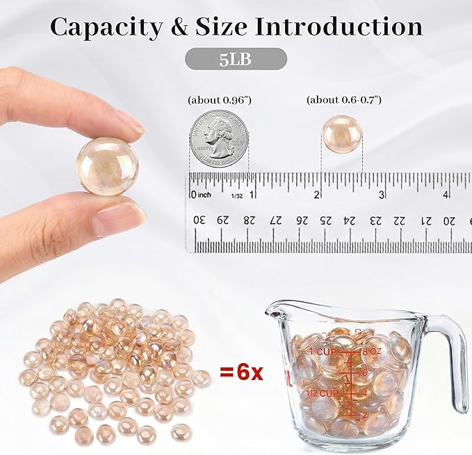 FUTUREPLUSX 5LB Flat Glass Marbles, Pink Glass Pebbles Marbles for Vases Fillers Fish Tank Aquarium Table Scatters DIY Crafts