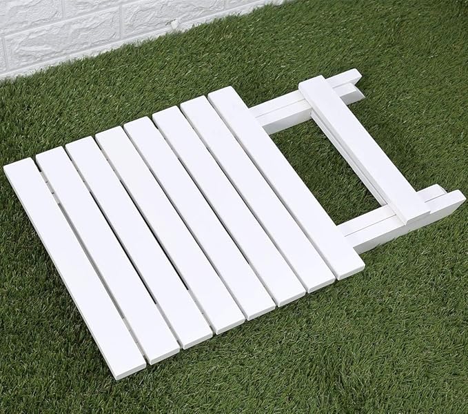 Outdoor Patio Rocking Chairs Folding Side Table Set of 3 Piece Porch Wooden Rockers Small Foldable End Table Furniture Indoor Outside Camping Balcony Garden Lawn and Bistro, White