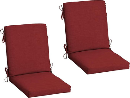 Arden 2-Pack Outdoor Patio Dining Chair Cushion, 20x44, Rain-Proof Seat Pad, Fade-Resistant Outdoor Cushion Ruby Red Leala