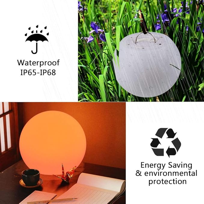 Tyenaza Rechargeable LED Ball Light, 6-Inch Remote Control Globe Lights 16 RGB Colors Changing Indoor/Outdoor Night Light for Home/Party/Lawn/Desk Decoration