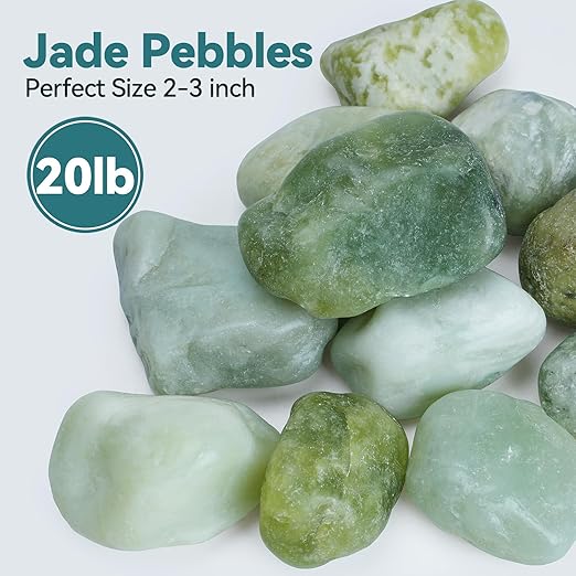 20lbs Jade Pebbles for Indoor Plants, 2-3 Inch Plant Rocks for Pots Indoor, Decorative Garden Rocks Outdoor Landscaping, Polished Natural Stone for Walkways, Yard, Vases, Crafts
