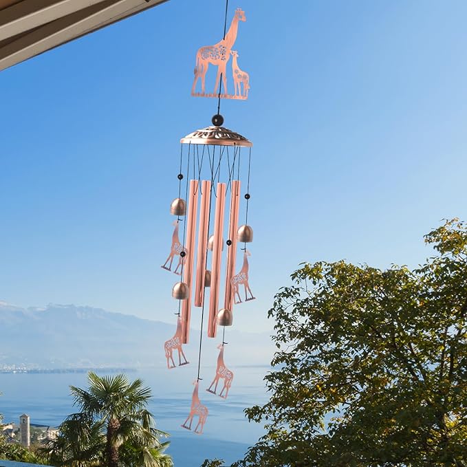 Giraffe Copper Wind chimesoutdoor, Gifts for All Father Husband Stepdad mom Grandma Aunt Daughte Friend dad, Mother Birthday Gift, Women Gardening Gifts,Windchime Outside, Perfect for Patio, Garden