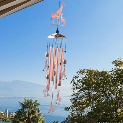 Giraffe Copper Wind chimesoutdoor, Gifts for All Father Husband Stepdad mom Grandma Aunt Daughte Friend dad, Mother Birthday Gift, Women Gardening Gifts,Windchime Outside, Perfect for Patio, Garden