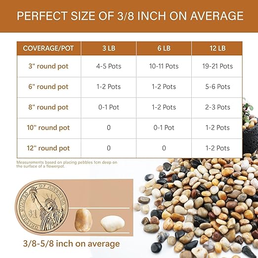 NUPICK 12lb River Rocks for Plants Indoor, 3/8 Inch Mixed Pebbles for Vase Fillers, Decorative Pea Gravel for Fish Tank, Natural Polished Stones for Succulent, Bonsai, Landscaping, Bird Baths