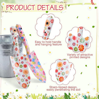 24 Pcs Floral Garden Shovels Bulk Gardening Gift for Women Heavy Duty Garden Tools Floral Hand Shovel for Mom Employees Birthday Thank You Gifts (Pink Daisy)