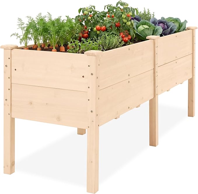 Best Choice Products 72" x 24" x 30" Raised Garden Bed with Extra Deep 16" Depth, Elevated Wood Planter Box Stand for Backyard, Patio, Balcony, Natural Fir Wood - Natural