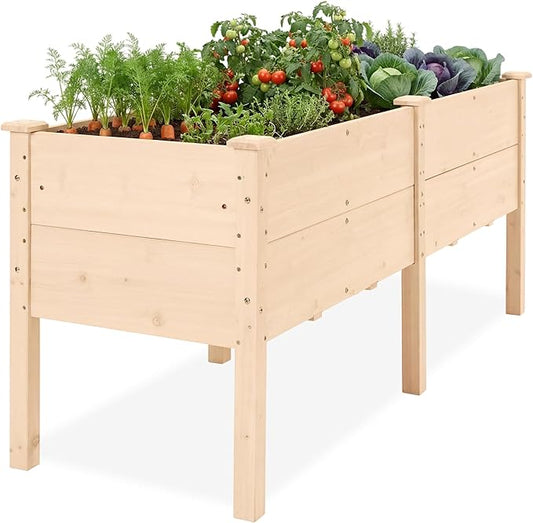 Best Choice Products 72" x 24" x 30" Raised Garden Bed with Extra Deep 16" Depth, Elevated Wood Planter Box Stand for Backyard, Patio, Balcony, Natural Fir Wood - Natural