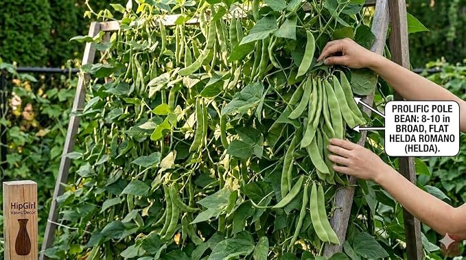 Bean Seeds for Planting Vegetables and Fruits. Pole Beans,Bush Beans,Romano Beans.Non GMO Garden Seeds for Home Vegetable Garden-Organic Stringless Heirloom Romano Green Pole Bean Seeds Helda-30ct+