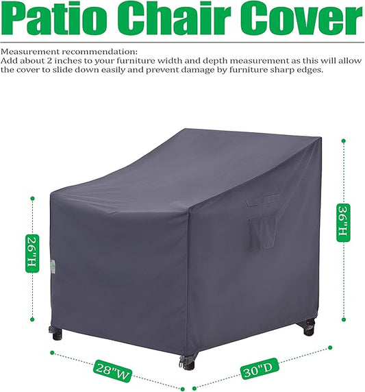 F&J Outdoors Patio Chair Covers Waterproof UV Resistant Heavy Duty Outdoor Dining Chair Adirondack Chair Cover, Grey, 28" W x 30" D x 36" H