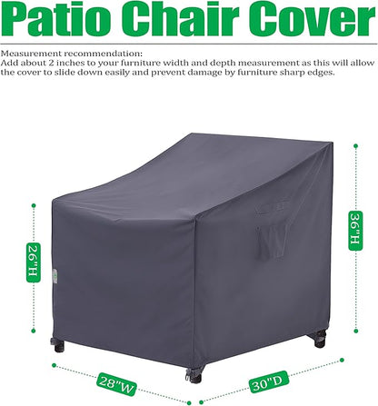 F&J Outdoors Patio Chair Covers Waterproof UV Resistant Heavy Duty Outdoor Dining Chair Adirondack Chair Cover, Grey, 2Pack, 28" W x 30" D x 36" H