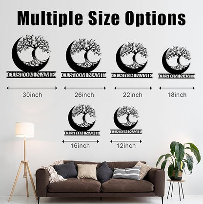 Personalized Custom Tree of Life Metal Sign, Family Tree Wall Decor, Large Metal Wall Art Last Name Sign, Couples Wedding Gifts, Home Decor for Bedroom Living Room