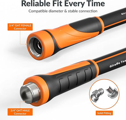 Giraffe Tools Garden Hose 5/8", Water Hose Heavy Duty, Flexible, Lightweight Hybrid Hose with Swivel Handle, 10ft Male to Female Fittings, Burst 600 PSI, Short Leader Hose