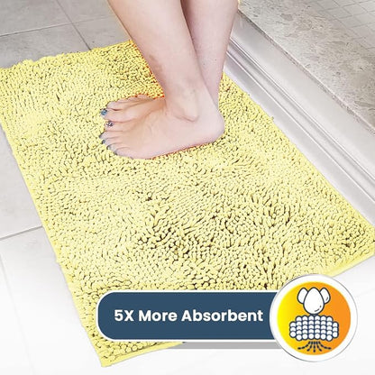 Muddy Mat® | Super Water Absorbent Door Mat Indoor, Microfiber Quick Dry Chenille Entryway Rug, Slip Resistant Front Door Mat, Indoor Mats for Entryway, Machine Washable Pet Rug, Yellow 22" x 36"