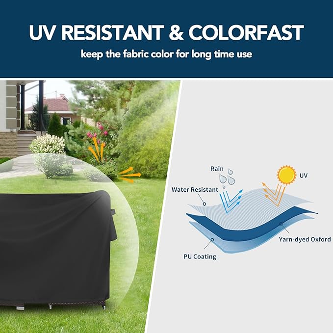 Easy-Going Round Patio Furniture Cover Waterproof Outdoor Dining Table and Chair Cover Anti-UV Outside Sectional Sofa Set Covers (72"DIA x 28"H, Black)