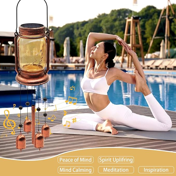 2 Pack Solar Wind Chimes for Outside for Mom Women Grandma,Solar Mason Jar Wind Chime Light Unique Hanging Wind Chimes Outdoor,IP65 Waterproof, Yard Garden Terrace Courtyard