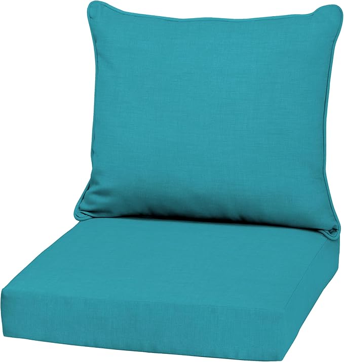 Arden Outdoor Deep Seat Cushion Set, 22 in x 24 in, Weather-Proof, Rain-Proof, Fade Resistant Patio Cushion Lake Blue Leala