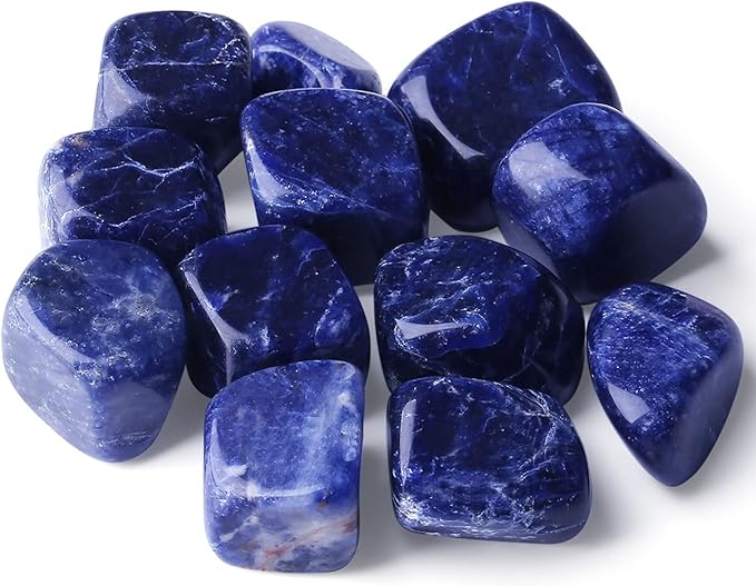 QINJIEJIE 0.9 LBS Blue Sodalite Polished Stones Tumbled Crystals Bulk Gemstones 0.6-1" Irregular Stone Rocks Natural Reiki Healing Crystal for Plants Vase Filler Home Decor Meditation Gifts