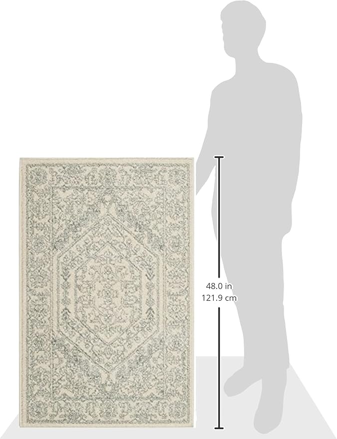 SAFAVIEH Adirondack Collection Accent Rug - 2'6" x 4', Ivory & Slate, Oriental Medallion Design, Non-Shedding & Easy Care, Ideal for High Traffic Areas in Entryway, Living Room, Bedroom (ADR108S)