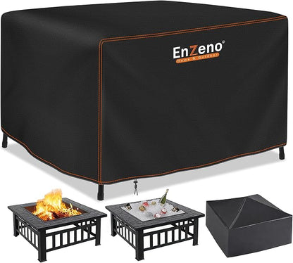 Enzeno Fire Pit Cover Square,Outdoor Firepit Cover Waterproof,Oxford Cloth Patio Fire Table Cover for Outdoor Fire Pit,Fits 32-33 inch Gas Firepit covers(33"L x 33"W x 25"H)