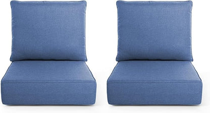 Outdoor Chair Cushions, 6 Inch Thick Patio Seat & Back Cushions Set with Removable Cover, Waterproof Patio Cushions for Outdoor Furniture, 24 x 24 Inch, Navy Blue 2-Set