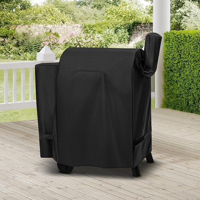 Unicook Pellet Grill Cover Compatible with Traeger 22 Series, Lil Tex, Outdoor Full Length Pellet Smoker Cover, Unique UV Resistant Waterproof Vinyl Exterior with Polyester Lining