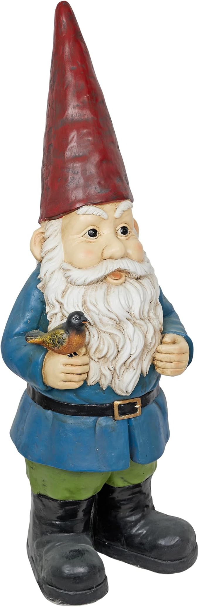 Alpine Corporation ZKD100 Jumbo Size Gnome with Bird Decor, Whimsical Gnome Statue for Patio & Garden, 48" H, Multicolor