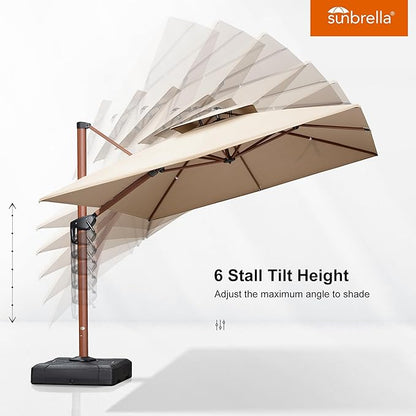 PURPLE LEAF 9' x 12' Double Top Deluxe Rectangle Patio Umbrella - Offset Hanging Cantilever Umbrellas in Heather Beige